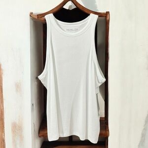 RACHEL ZOE Ribbed Knit Tank Top XL 16” + p2p White $35 Retail NWOT